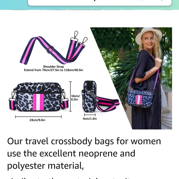 NWT Small Crossbody Bag, Belt Bag Waterproof Pink Animal Print - Picture 8 of 8